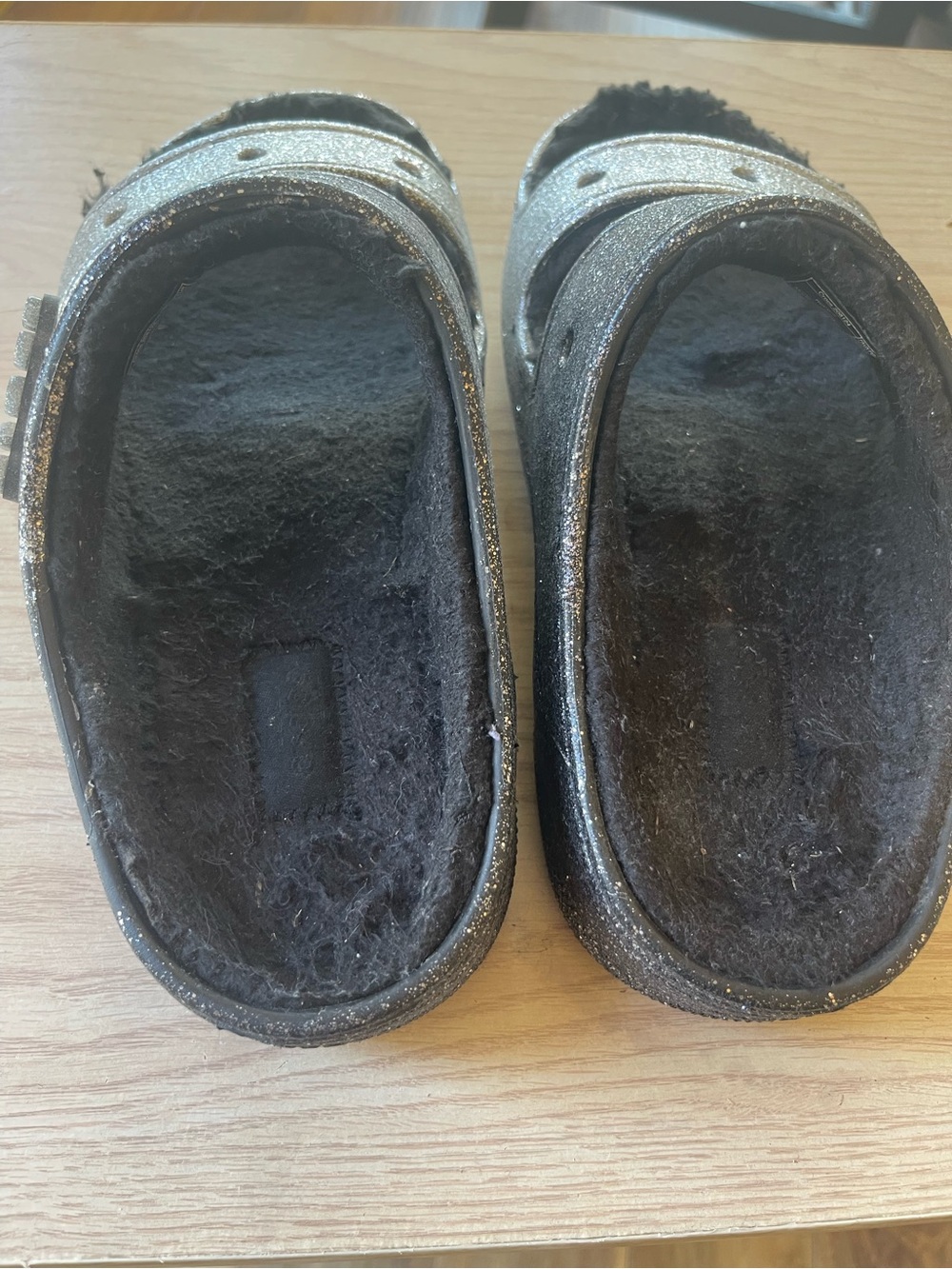CROCS Slide Sandals with Plush Lining - Silver/Black - Picture 5 of 6